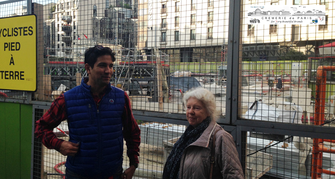 Nathalia Brodskaya and and David Aron Benali in front of the future Metro Exit Marguerite de Navarre