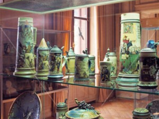 Mettlach Steins inside the Villa Ziegelberg, at the time it was a Museum of Ceramics